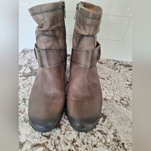 Pikolinos Ankle Boots Womens 38 Brown Gray  Round Toe Zip Casual Comfort Leather